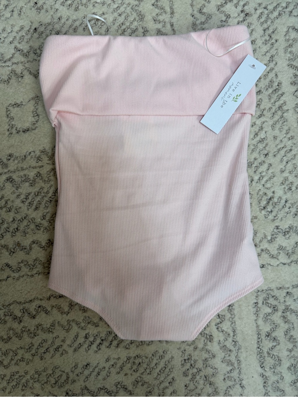 Ribbed Strapless Bodysuit in Soft Pink